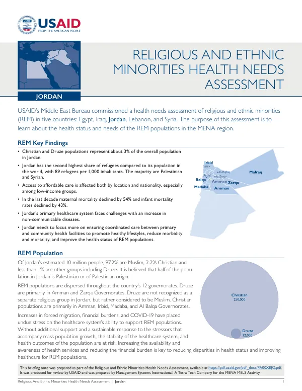 Religious and Ethnic Minority Health Needs Assessment Briefing Note: Jordan