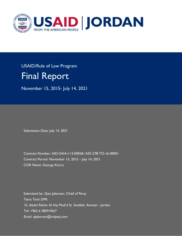 Jordan Rule of Law Program Final Report (November 2015 – July 2021)