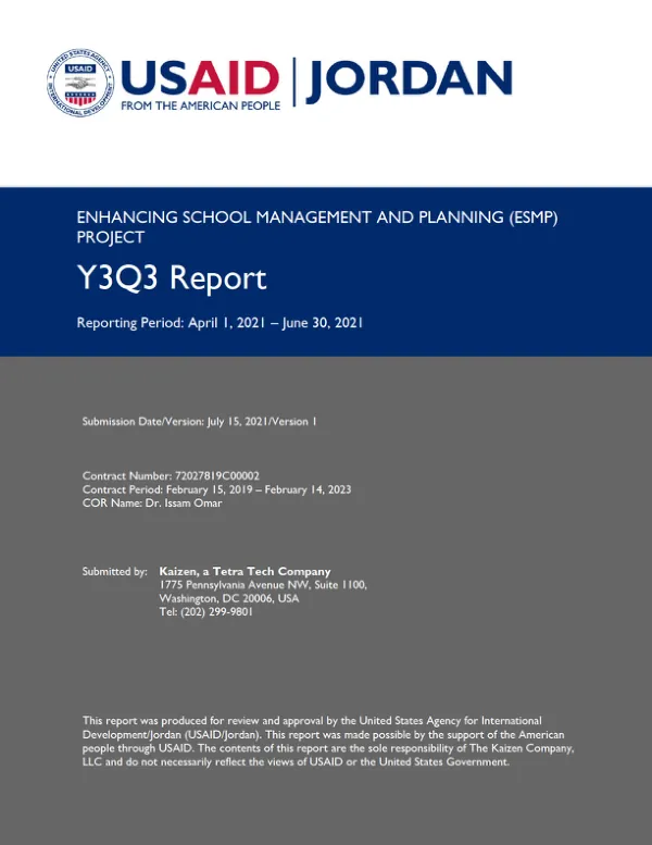 ESMP Y3Q3 Progress Report