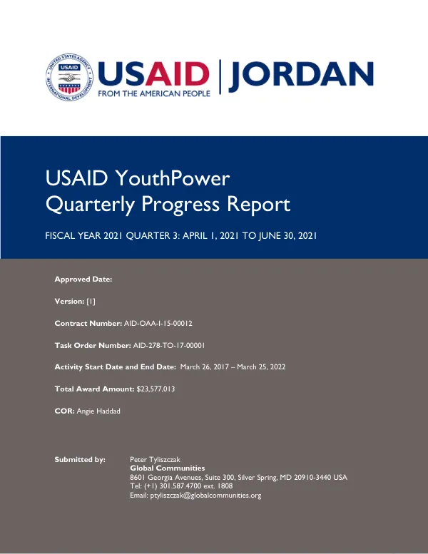 USAID YouthPower FY 21 Q3 Progress Report