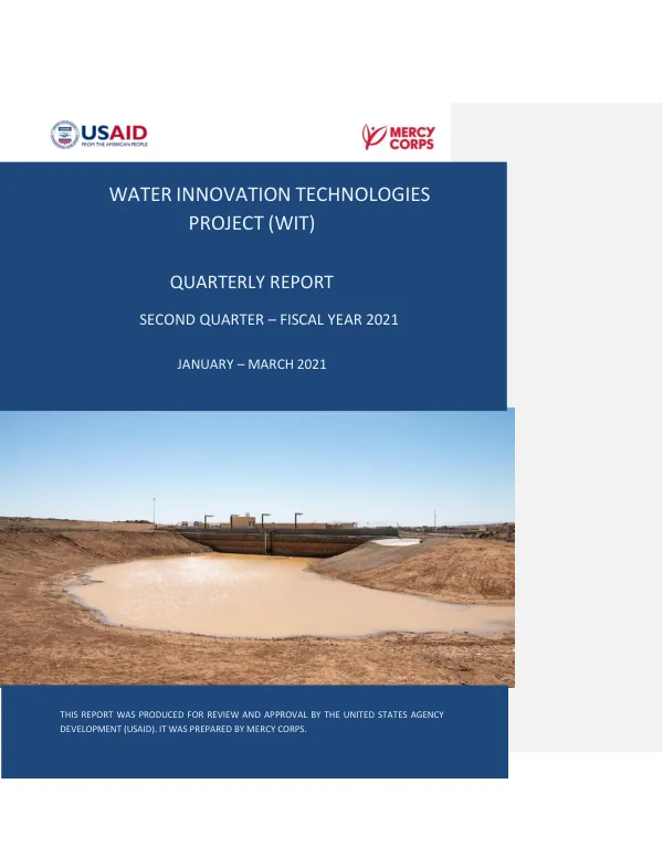 Water Innovation Technologies Project (WIT) Quarterly Report: Second Quarter - Fiscal Year 2021