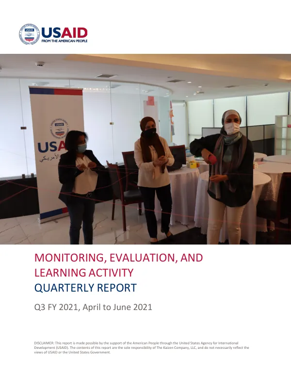 Monitoring, Evaluation, and Learning Activity Quarterly Report Q3 FY 2021