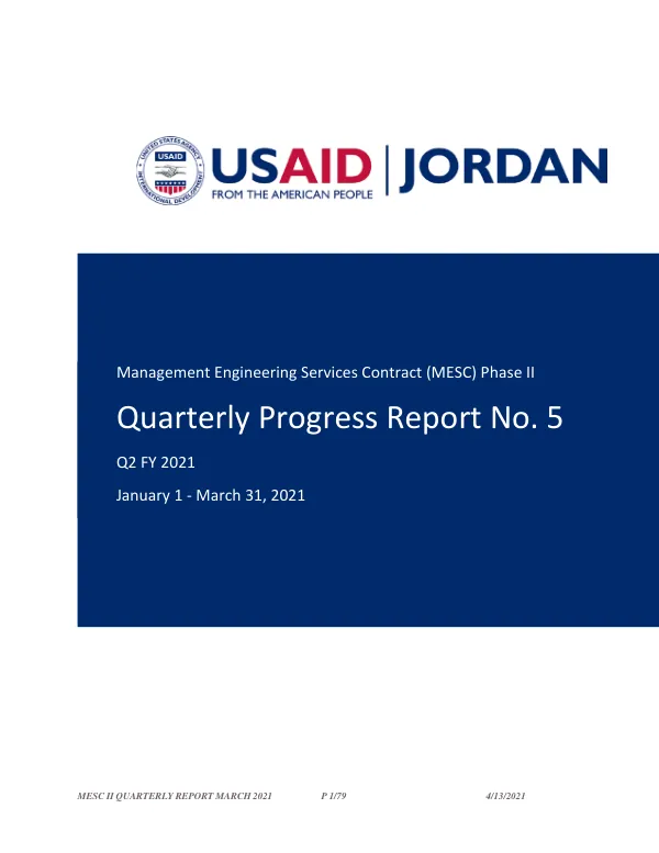 Management Engineering Services Contract (MESC) Phase II Quarterly Progress Report No. 5 Q2 FY 2021