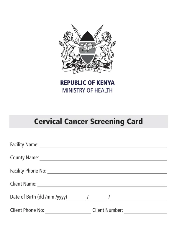 Cervical Cancer Screening Card