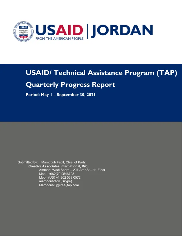 Technical Assistance Program Year1 – QR – May-Sept. 2021