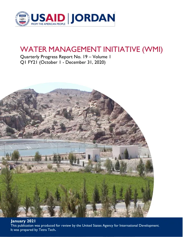 USAID/Jordan Water Management Initiative (WMI) Quarterly Progress Report: FY21 Q1