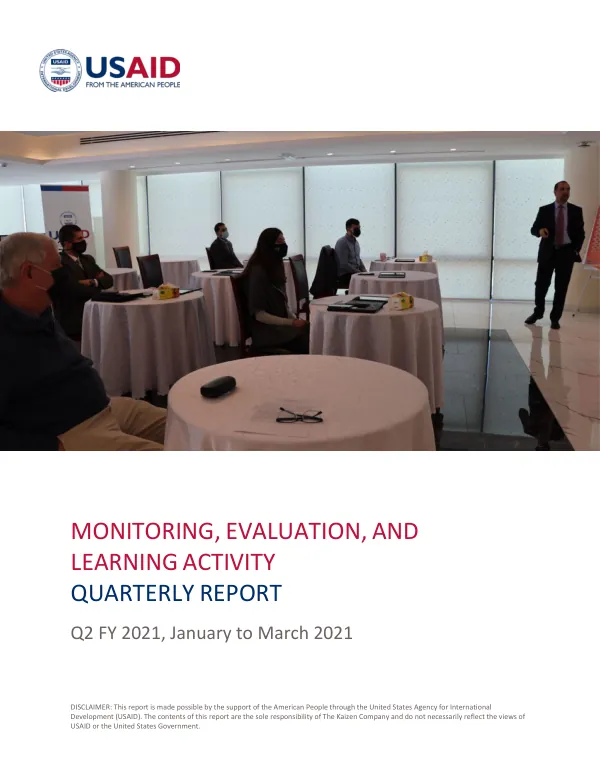 Monitoring, Evaluation, and Learning Activity - Quarterly Report Q2 FY 2021