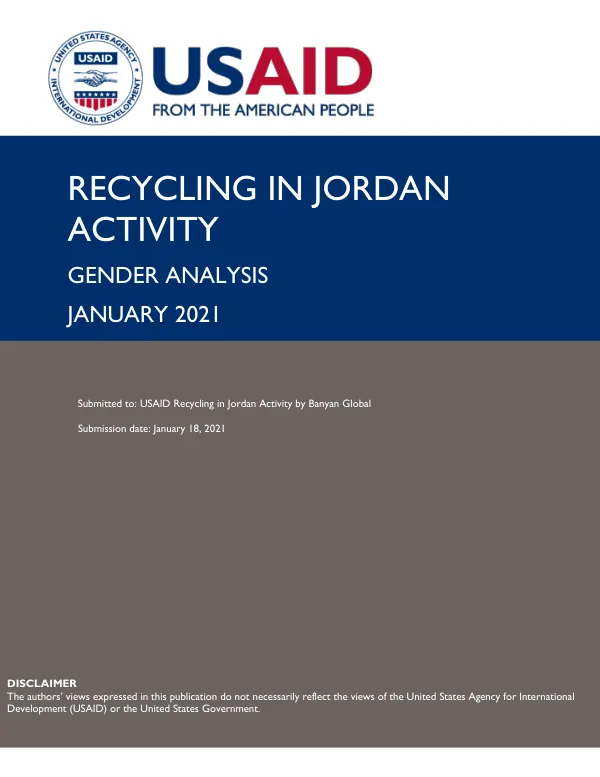 Gender Analysis, Recycling in Jordan Activity, January 2021