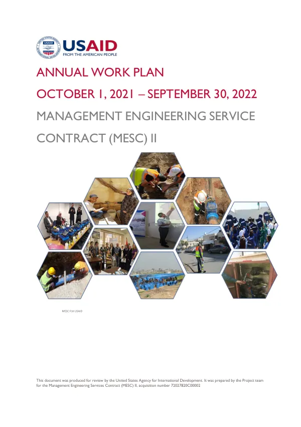 Annual Work Plan for MESC II (October 1, 2021 – September 30, 2022)
