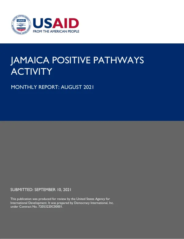 Monthly Report: August 2021 - Jamaica Positive Pathways Activity