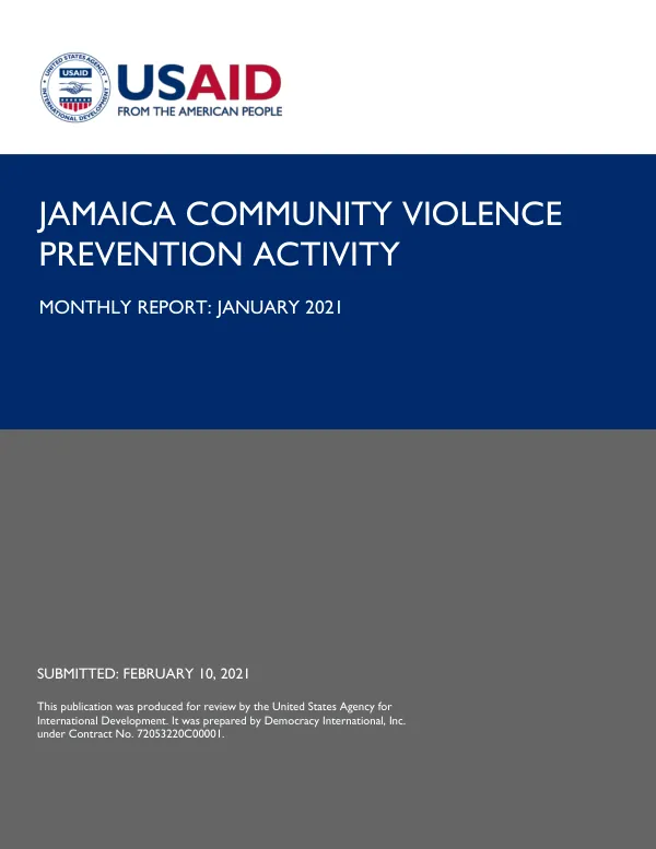 Jamaica Community Violence Prevention Activity Monthly Report: January 2021