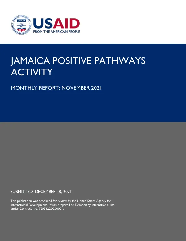 Monthly Report: November 2021 - Jamaica Positive Pathways Activity