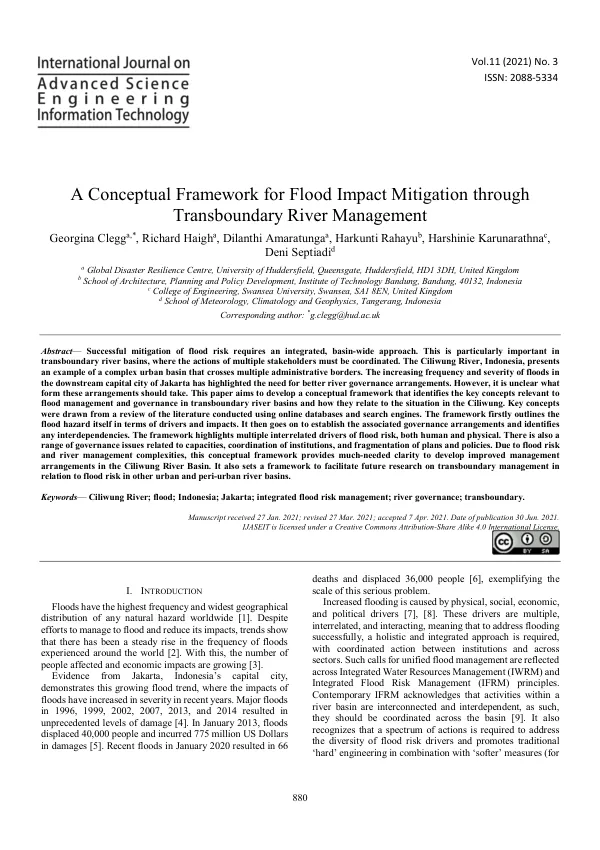 A Conceptual Framework for Flood Impact Mitigation through Transboundary River Management