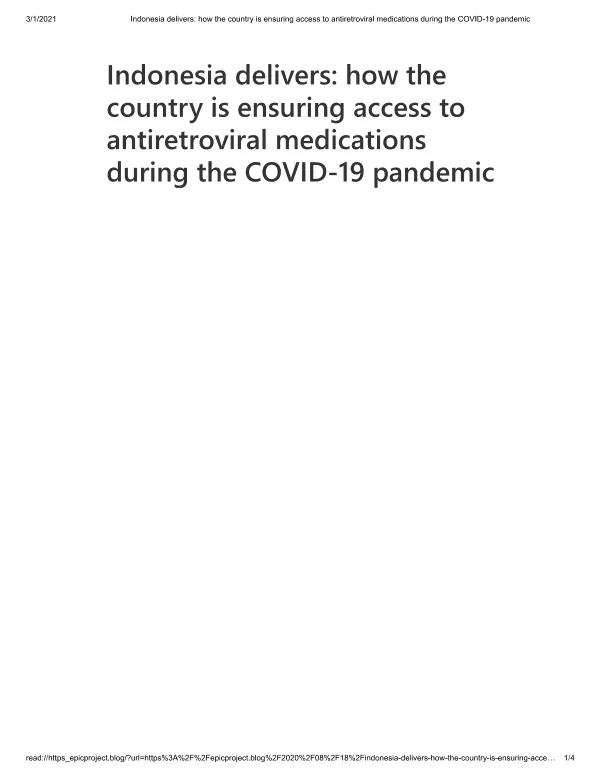Indonesia delivers: How the country is addressing COVID-19 diagnostics during the COVID-19 pandemic