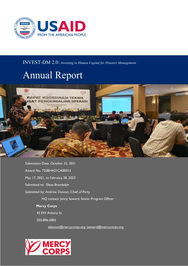 INVEST-DM 2.0: Investing in Human Capital for Disaster Management Annual Report