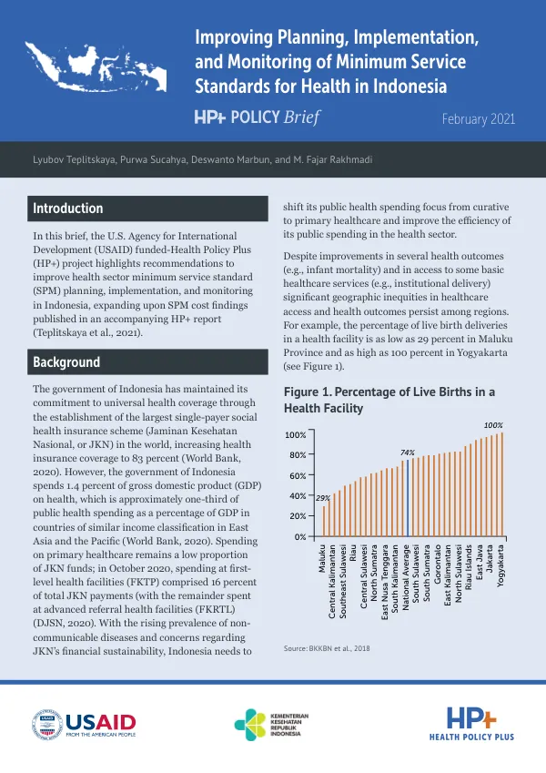 Improving Planning, Implementation, and Monitoring of Minimum Service Standards for Health in Indonesia