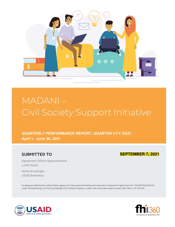 Quarterly Performance Report, Q3 FY 2021: MADANI – Indonesia Civil Society Support Initiative