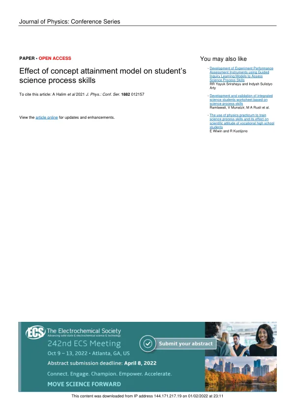 Effect of concept attainment model on student’s science process skills
