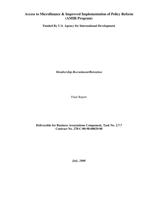 Agricultural production credit project final report, July 31, 1988 -- presented at progress review meeting, July 27, 1988