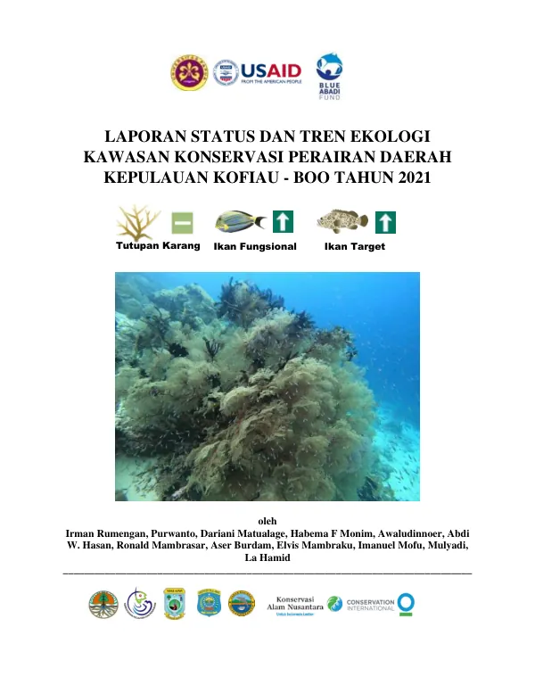Laporan Status dan Tren Ekologi Kawasan Konservasi Perairan Daerah Kepulauan Kofiau-Boo Tahun 2021