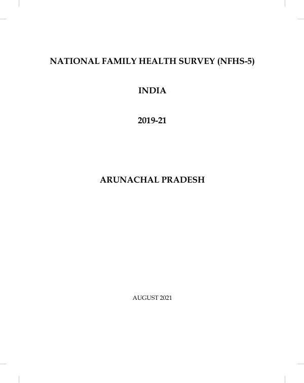 National Family Health Survey (NFHS-5), India, 2019-21: Arunachal Pradesh