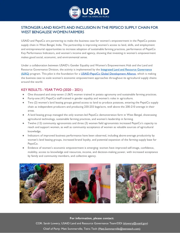Stronger Land Rights and Inclusion in the PepsiCo Supply Chain for West Bengalese Women Farmers