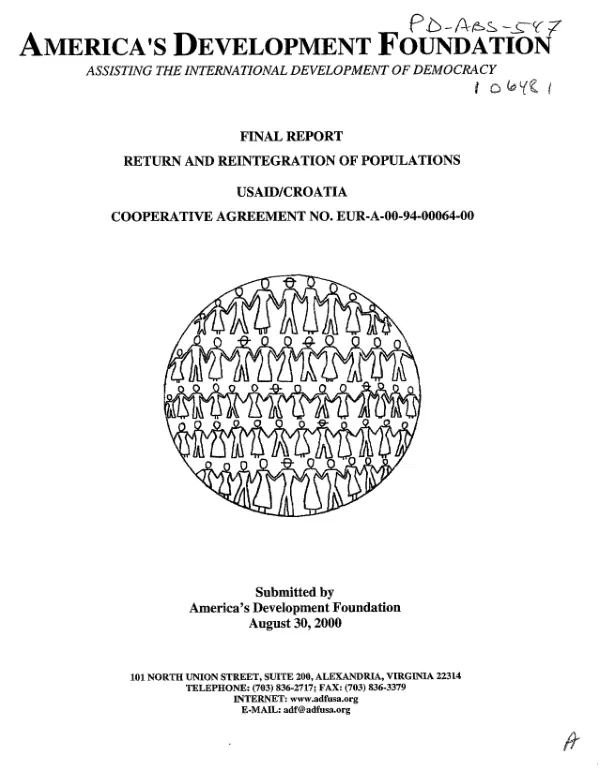 Final report : return and reintegration of populations -- cooperative agreement no. EUR-A-00-94-00064-00