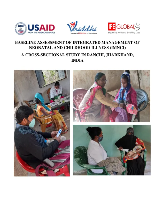 Baseline Assessment of Integrated Management of Neonatal and Childhood Illness (IMNCI) in Ranchi, Jharkhand, India