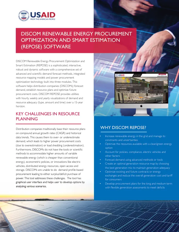 SURE Y3 Annual Report: DISCOM Renewable Energy Procurement Optimization and Smart Estimation (REPOSE) Software