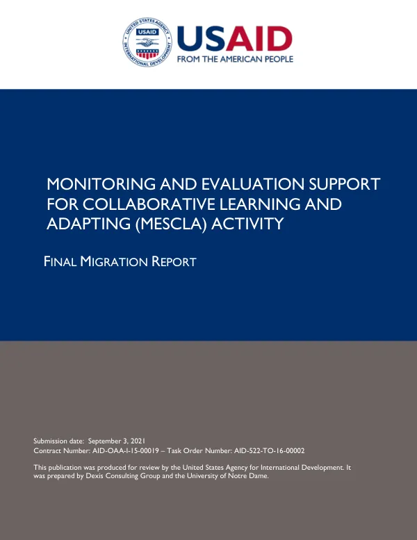 Monitoring and Evaluation Support for Collaborative Learning and Adapting (MESCLA) Activity Final Migration Report