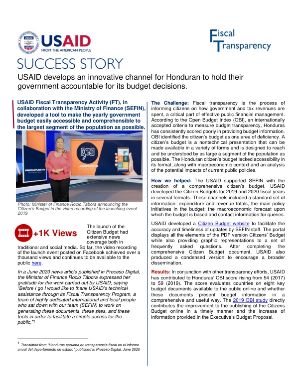 USAID Fiscal Transparency Activity (FT) in Honduras