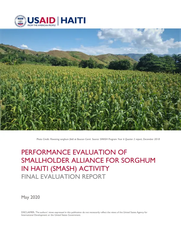 Performance evaluation of smallholder alliance for sorghum in Haiti (SMASH) activity : evaluation report