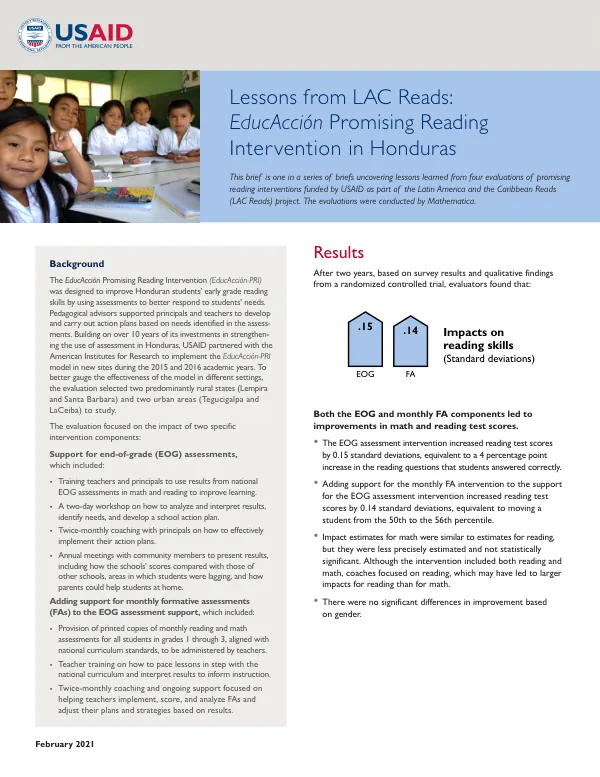 Lessons from LAC Reads: EducAcción Promising Reading Intervention in Honduras