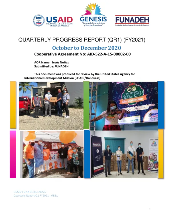 Quarterly Report Q1 FY2021- ME&L: Generating Entrepreneurs and Sustainable Synergies (GENESIS)