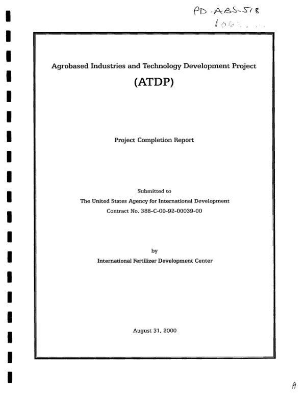 Agrobased industries and technology development project (ATDP) : project completion report