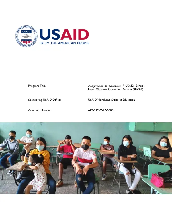USAID School-Based Violence Prevention Activity (SBVPA) Year Six Work Plan