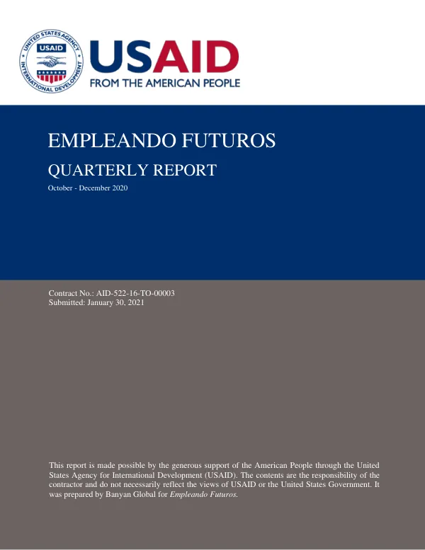 Empleando Futuros FY21 Quarter One Report, October-December 2020