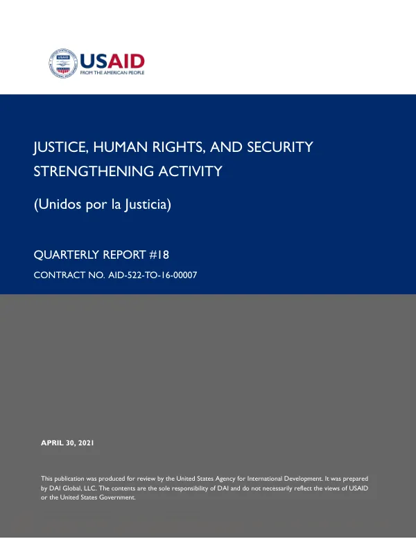 Justice, Human Rights, and Security Strengthening Activity (JHRSS) Quarterly Report #18