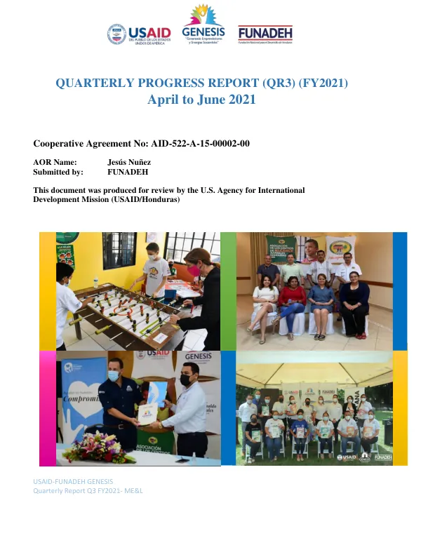 USAID-FUNADEH GENESIS Quarterly Report Q3 FY2021- ME&L