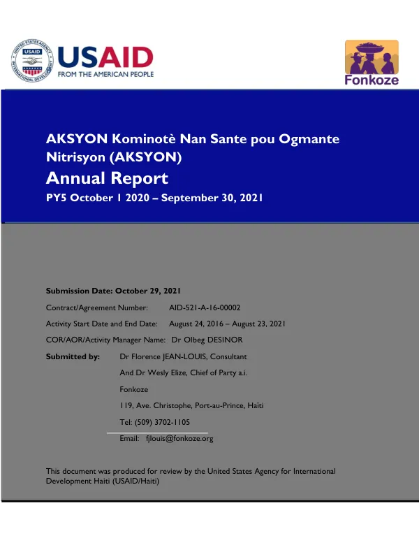 AKSYON-Annual Report PY5 (October 1, 2020 – September 30, 2021)