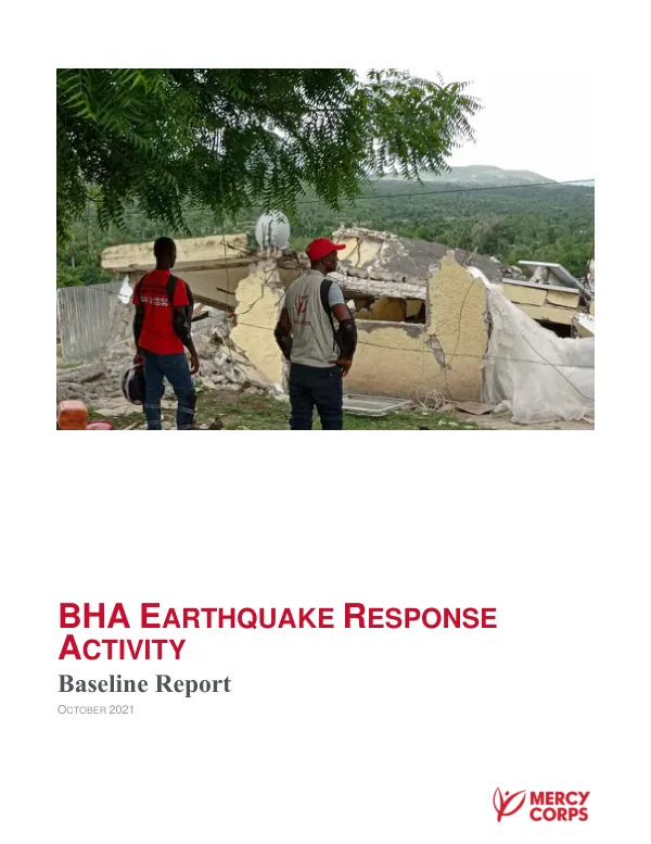 Earthquake Response Activity: Baseline Report