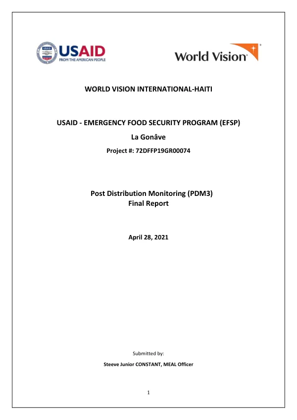 Post Distribution Monitoring (PDM3) Final Report