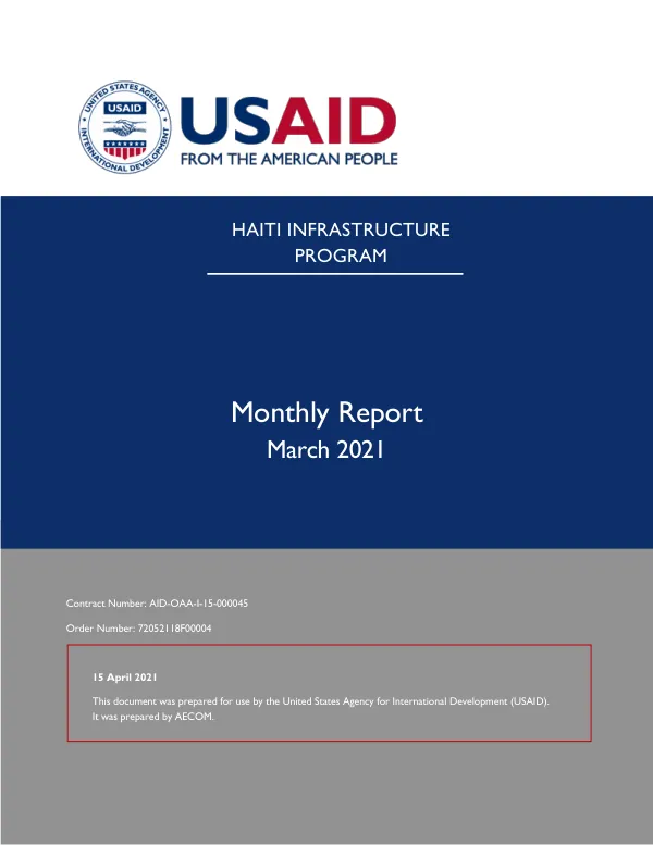 Haiti Infrastructure Program March 2021 Monthly Report