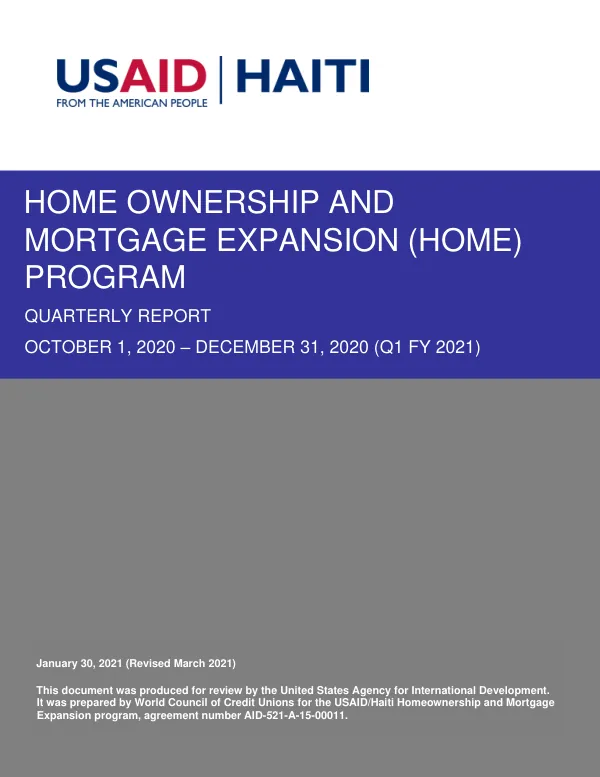 HOME Program Quarterly Report [FY2021 Q1]