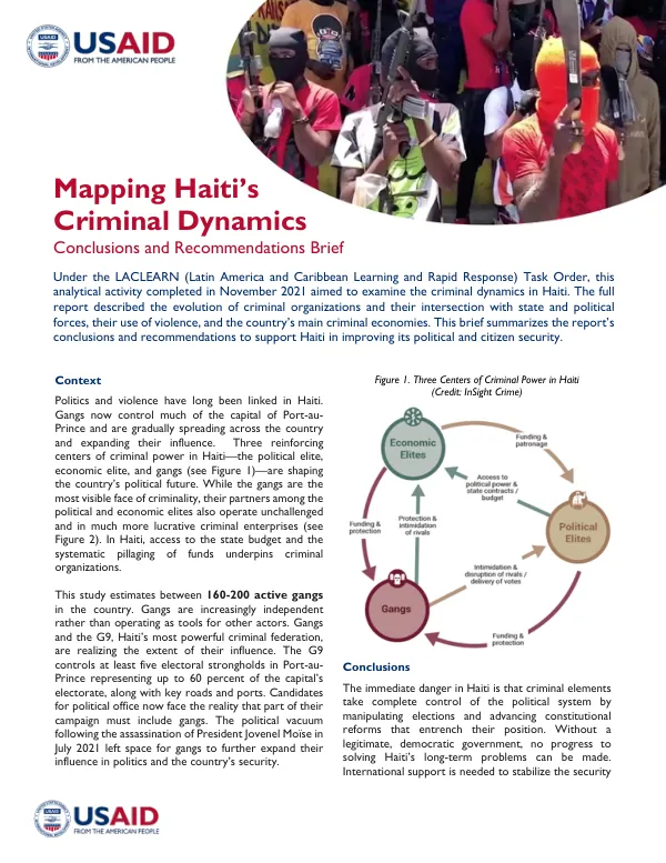Mapping Haiti's Criminal Dynamics: Conclusions and Recommendations Brief