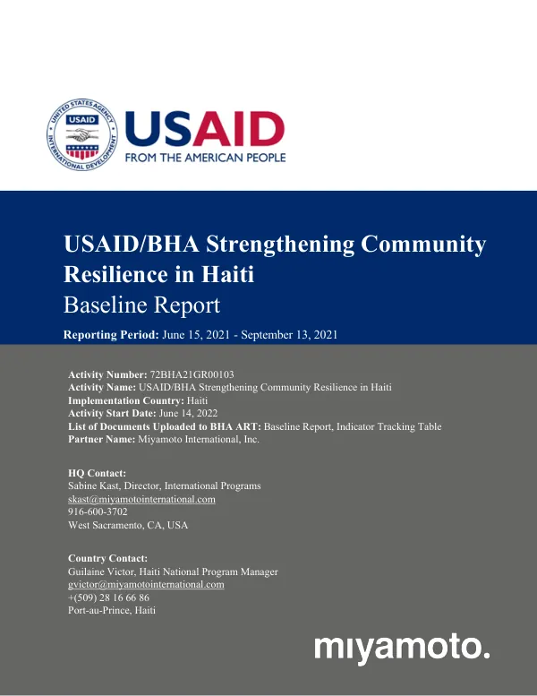 USAID/BHA Strengthening Community Resilience in Haiti Baseline Report