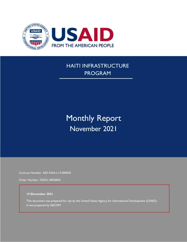 Haiti Infrastructure Program November 2021 Monthly Report