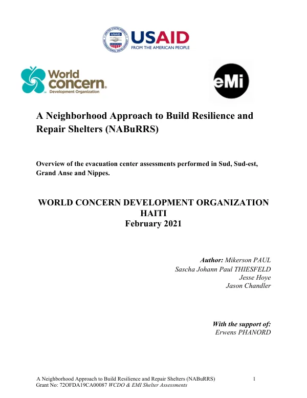 A Neighborhood Approach to Build Resilience and Repair Shelters (NABuRRS)