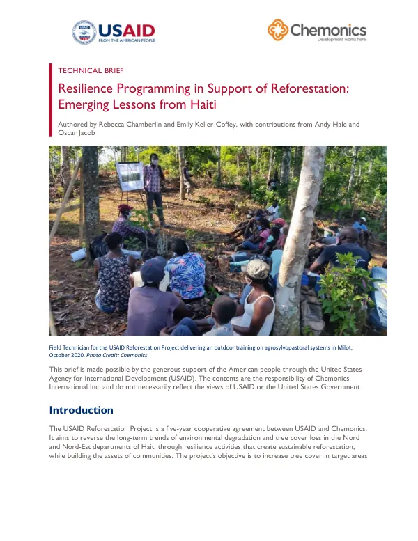 Resilience Programming in Support of Reforestation: Emerging Lessons from Haiti