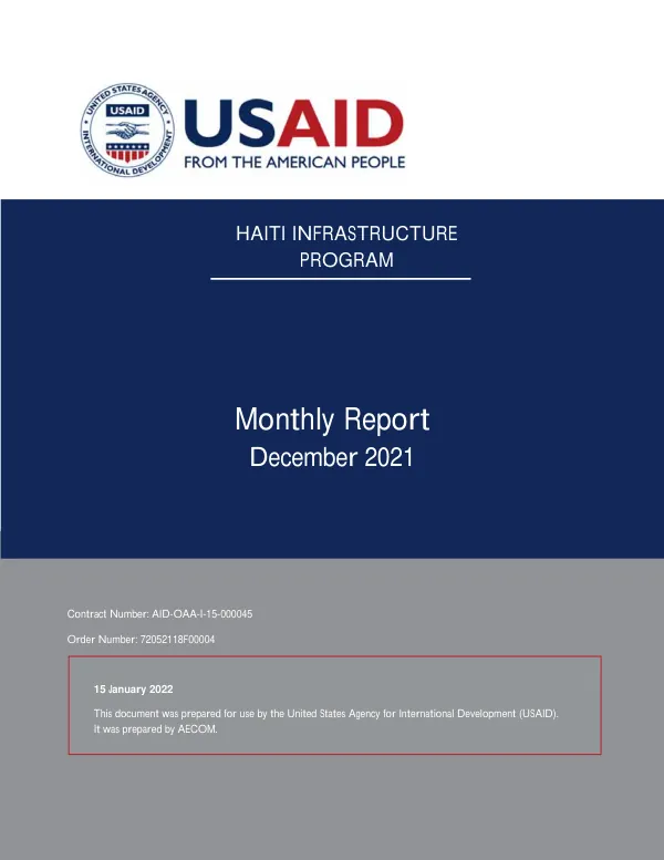 Haiti Infrastructure Program December 2021 Monthly Report